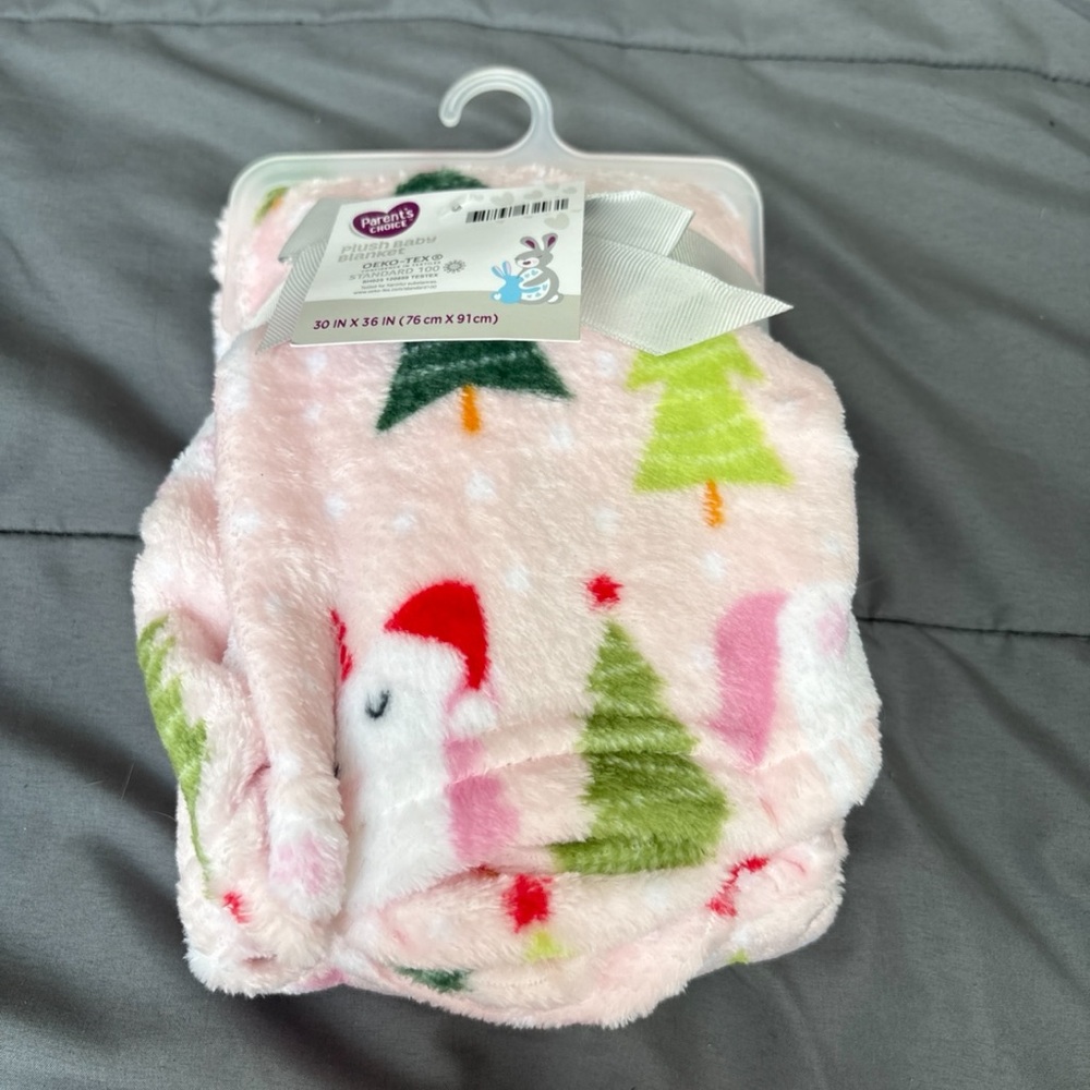 Parent's Choice Holiday Unicorns Plush Baby Blanket